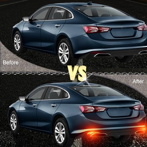 Image of LED Rear Bumper Reflector Lights Compatible with Chevy Malibu RS 2019-2024 Tail Brake Fog Lamp DRL Turn Signal (Red)