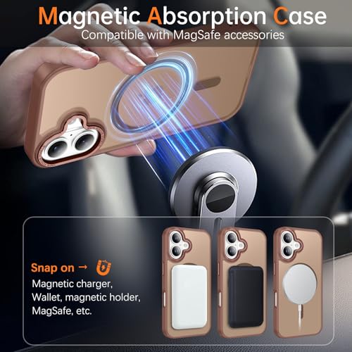 Image of YINLAI for iPhone 17 Case 6.3-inch,Magnetic Compatible with MagSafe, Slim Matte Anti-Fingerprint, Shockproof Full Body Military Grade Protection for iPhone 17 Cover, Brown