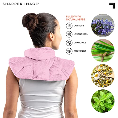 Image of Sharper Image Heated Neck&Shoulder Wrap-Microwavable Warm&Cooling Plush Pad,Scented Aromatherapy (100% Natural Lavender &Herb Spa Blend),Pain Tension Headache Relief Therapy,Gift for Women (Pack of 8)