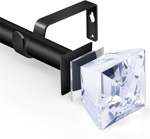 SCITOO Juego de barras de cortina para ventanas de 66 a 120 pulgadas, longitud ajustable, 0.75 pulgadas de diámetro, barra de cortina individual con