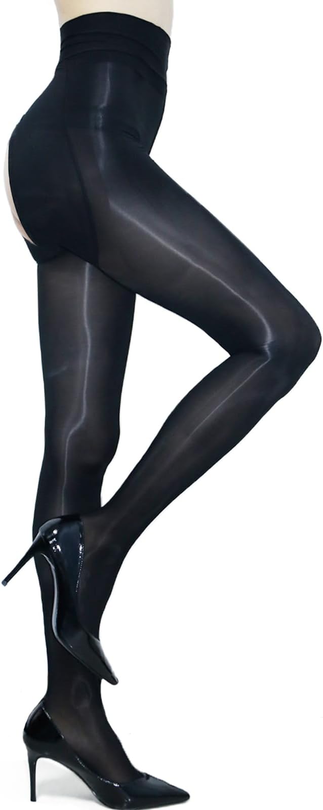Women's Shiny Tights Sheer Glossy Tights High Waist Pantyhose for Women
