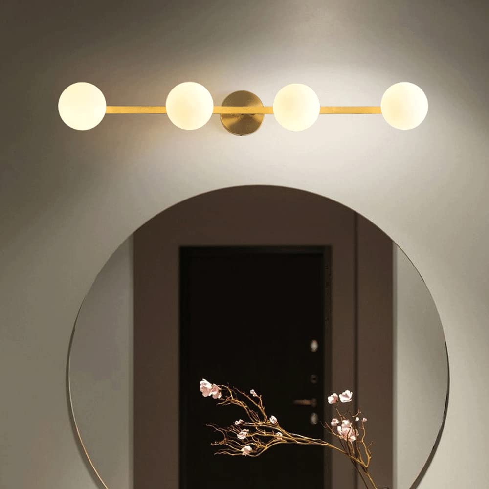 Lampade da Bagno Moderne, Lampade da Bagno G9 con Finitura Oro E Globo in Vetro Satinato, Lampade da Bagno in Rame per Soggiorno, Camera da Letto, Oro A 3 Luci, Oro A 4 Luci