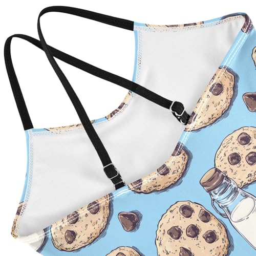 Pigsaly Girls One Piece Swimsuits Cookie Chocolate Chips Bottle Kids Cross Back Swimwear Toddler Beach Sport Bathing Suit 3T4