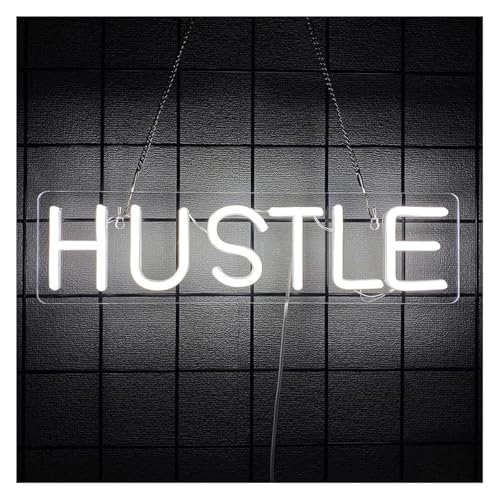 Enseigne lumineuse au néon Hustle dimmable pour une décoration moderne