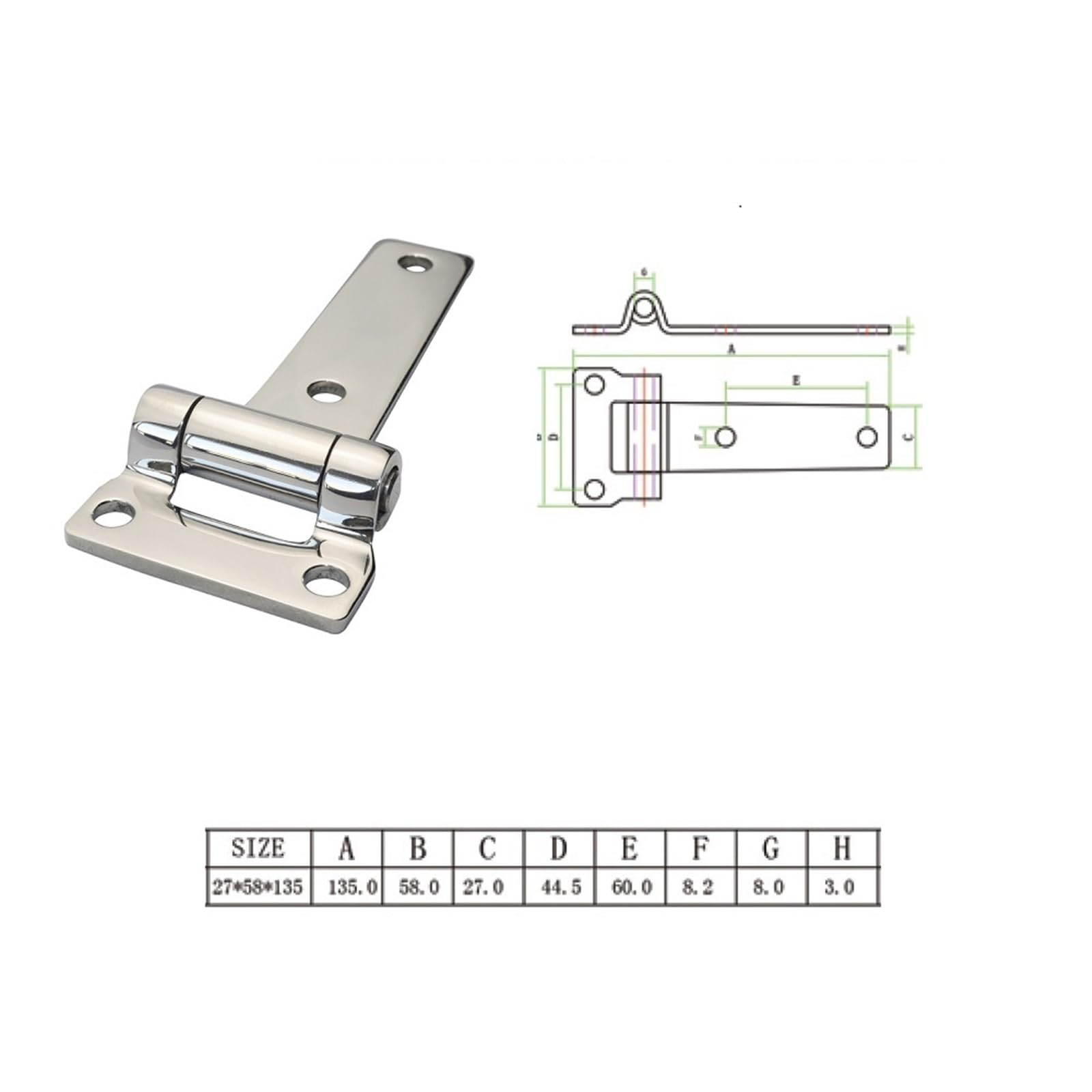 4PCS Spiegel 304 Edelstahl 135mm T Scharnier Heavy Duty Marine Boot Yachten Hardware Edelstahl Tür Scharniere for Container