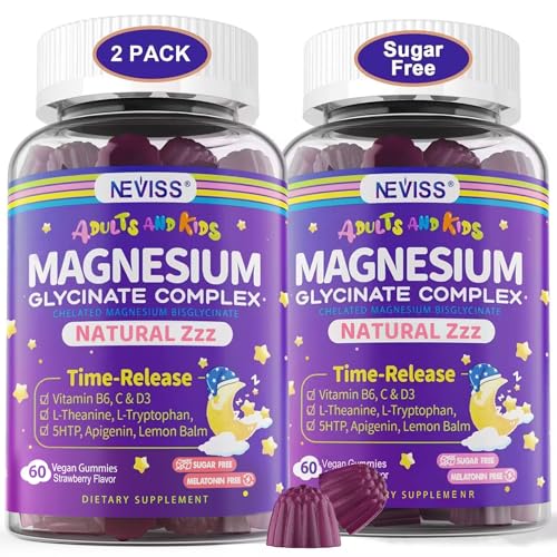 Magnesium Glycinate Gummies for Adults & Kids 4+, Sugar Free Magnesium Bisglycinate Supplement...