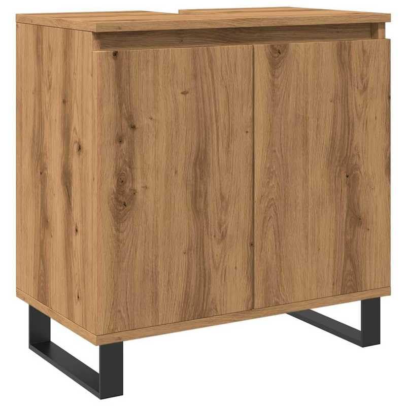 Eleganz Mueble de baño Artisan-roble 58 x 33 x 60 cm | Juego de muebles de baño de madera | Solución de almacenamiento para toallas y productos de aseo | Diseño moderno para baños pequeños