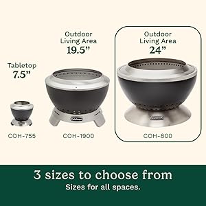 Cuisinart 24 Cleanburn Smokeless Fire Pit with Removable Base for Ash, Portable Wood Burning Outdoor Fireplace, Stainless Steel Smoke Free Outdoor Heater, Enhanced Airflow and Easy Cleanup