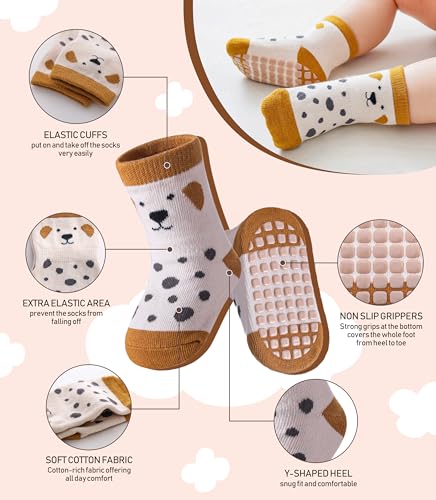 LANLEO Baby Toddler Socks with Grips Baby Toddlers Girls Boys Non Slip Grip Socks with Grippers 6 Months-5 Year Old4