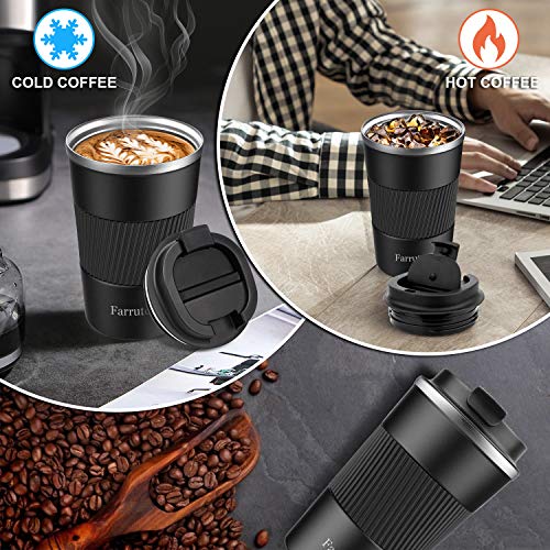 Farruto Taza de Viaje Para Bebidas Calientes - 13 oz 380 ml Tazas de Café aisladas 100% a prueba de fugas de acero… - Imagen 7