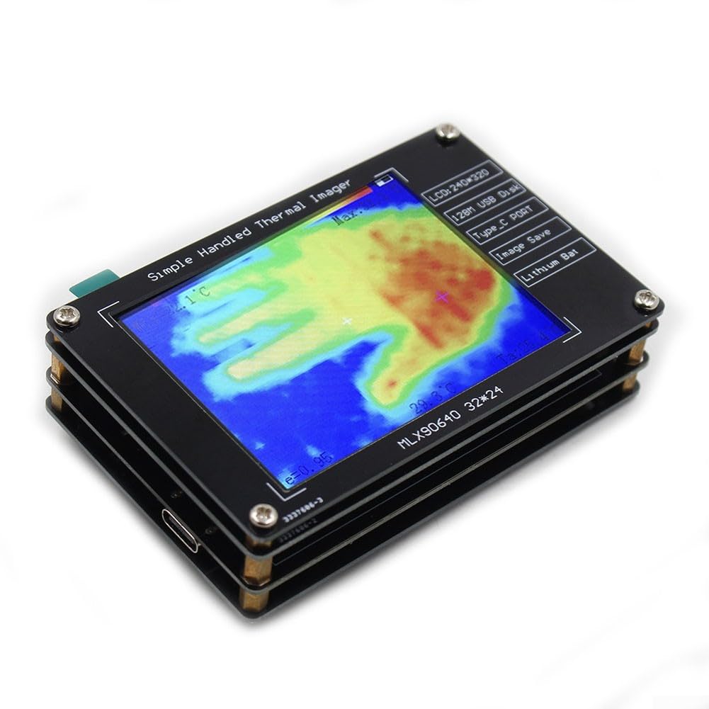 Dispositivo di imaging termico MLX90640 con schermo TFT da 2,8 pollici Display 320x240 Sensore IR 32x24 Batteria integrata da 1500 mAh per uso esteso sul campo (standard)