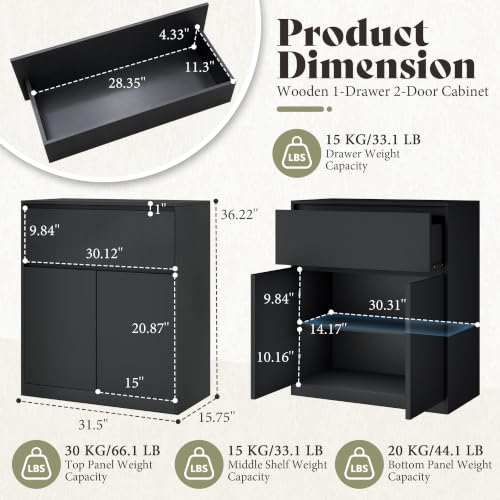 Image of AMERLIFE Modular DIY 2-Door Storage Cabinet, 32 x 16 x 36 Inch