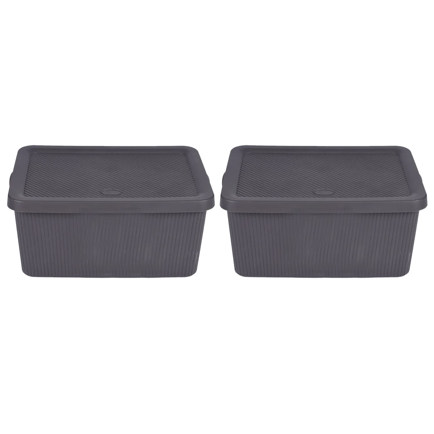 M1ss Bottle Grey Set Of 2-7L Litre Storage Box With Lid Utility Boxes Small Rib Box Plastic Rectangular Box Storage Organisation With Handle Lidded Containers Multipurpose Decorative Item Cosmetics (Bottle Grey)