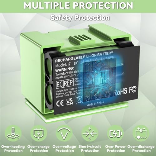 Image of POWTREE 5000mAh ABL-F 72Wh Replacement for iRobot Roomba i7 Battery Compatible with e and i Series i3 3159 i8 j7 j7+ 7158 7150 7550 7558 i3 i3+ 3150 i4 i4+ 4150 i8 e5 e6 e5150 e6198 Vacuum Cleaner