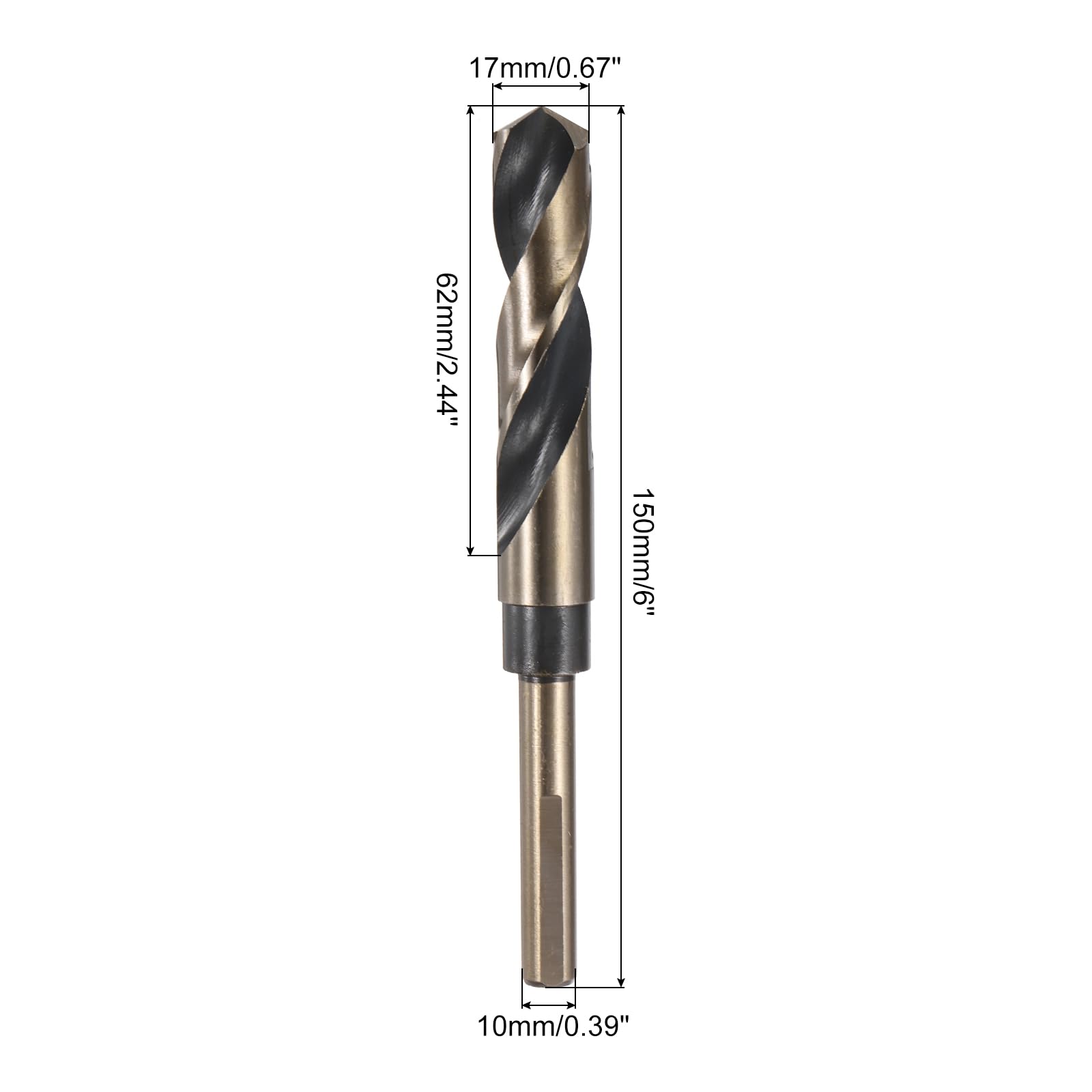 QUARKZMAN 2 Pezzi Punta A Scalino Ridotto 17mm Rivestimento Nitruro Nero E Titanio Oro Acciaio Rapido 4341 Con Codolo 10mm Per Acciaio Inox Lega Metallo Plastica Legno