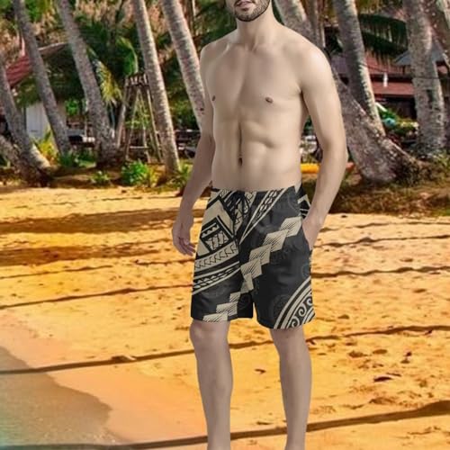 Swim Trunks for Men Polynesian Puletasi Traditional Board Shorts Quick Dry Swimwear Bathing Suits with Pockets3