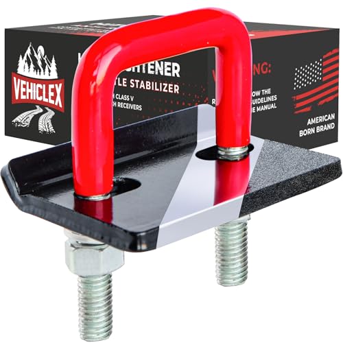 Image of Vehiclex Anti-Rattle Hitch Tightener Clamp for 2.5 inch Receivers - Galvanized Heavy-Duty Stabilizer with 0.44 inch U-Bolt, Rust-Proof for Trailers & Trucks