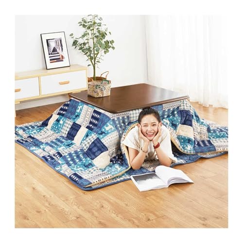 Conslika Juego de Kotatsu de 4 Piezas, Mesa Kotatsu de Invierno para el hogar, Mesa de café para Sala de Estar, Madera Maciza, Regalo cálido para la Familia(Walnut Color,120 * 80 * 45cm)