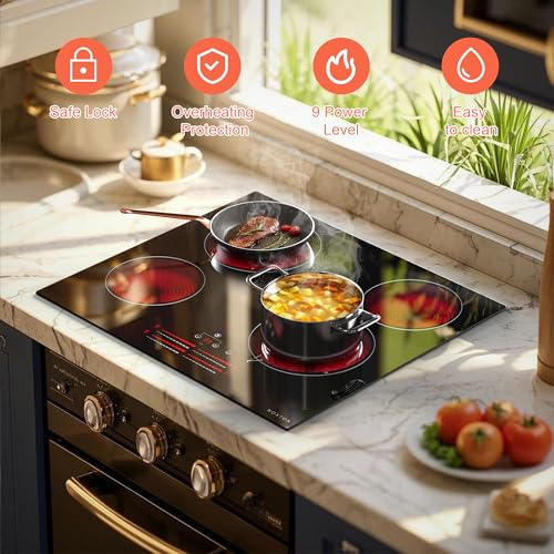 Image of Noxton Electric Cooktop 24 Inch, 4 Burner Radiant Electric Stove Top