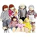 Skylety 10 Pcs Famille de Maison de Poupée en Bois Set de 8 Figurines Mini Personnes et 2 Animaux de Compagnie, Figurines Famille de Maison de Poupée 8 Jouets de Poupée Mini Personnes pour DIY