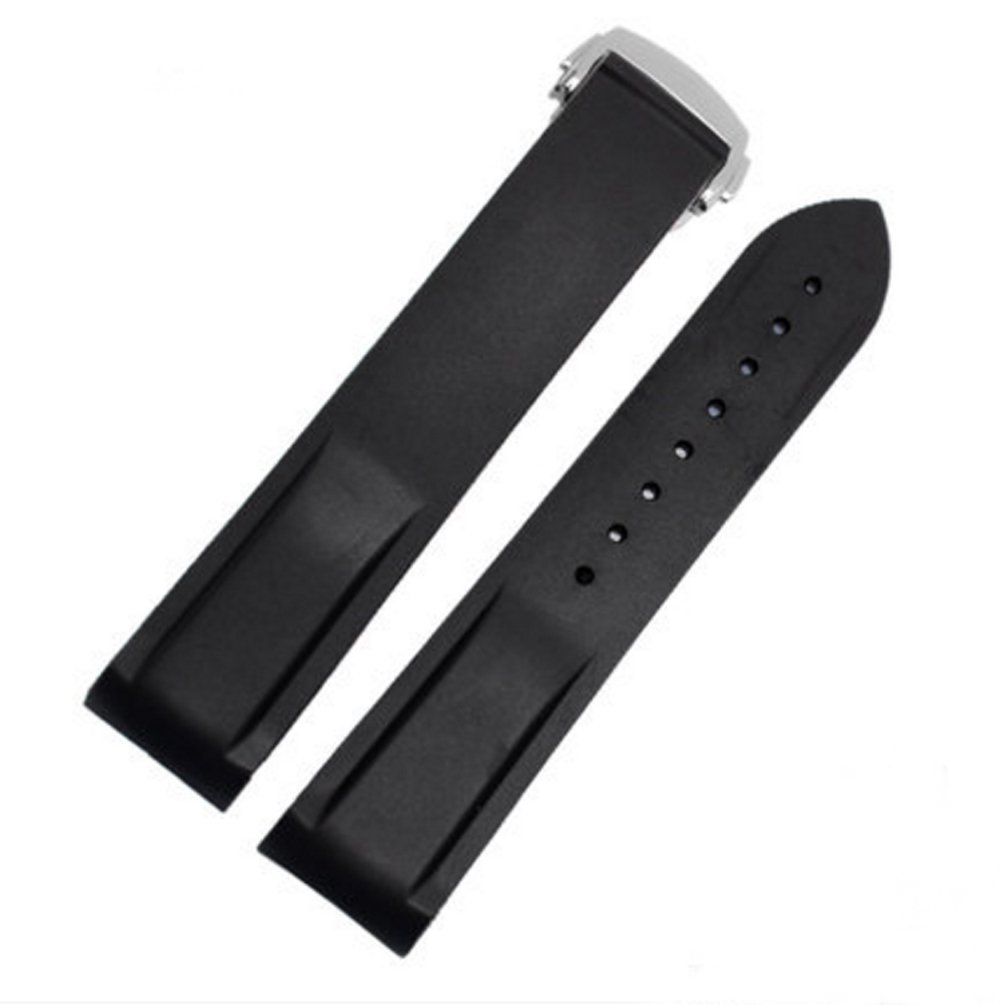 Richie strap]20mm/22mm Rubber Silicone diver strap band For OMEGA watch Seamaster Planet Ocean De ville (20mm, Black)