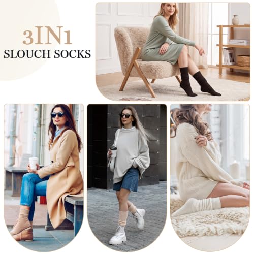 Image of Pleneal Slouchy Socks for Women Long Scrunch Sock Chunky Knit Boot Socks
