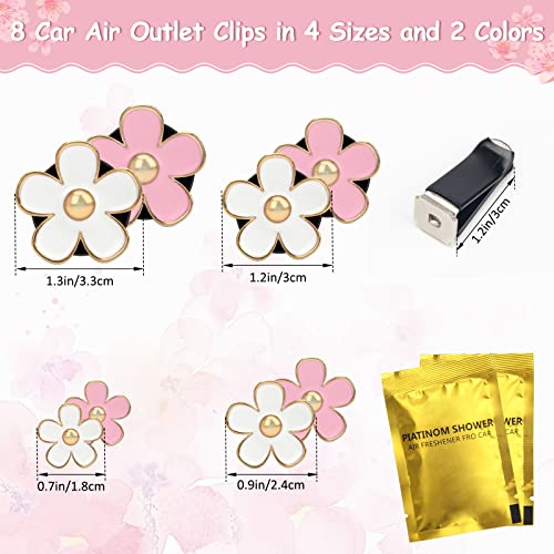 8 Pieces Daisy Air Vent Clips, Anglecai Flower Car Air Fresheners Vent Clip Cute Air Conditioning Outlet Clip Car Interior Decor Clip With 4Pcs Refill Pads #TOP2