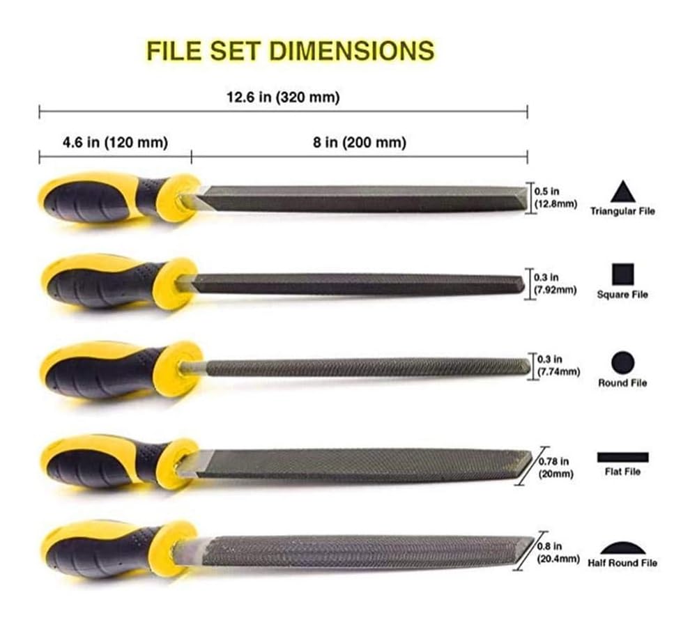 Set di raspe for lime for legno da 6 pezzi da 8 pollici, set di lime for metallo in acciaio ad alto tenore di carbonio utensili manuali con manico in gomma antiscivolo for la lavorazione del legno, me