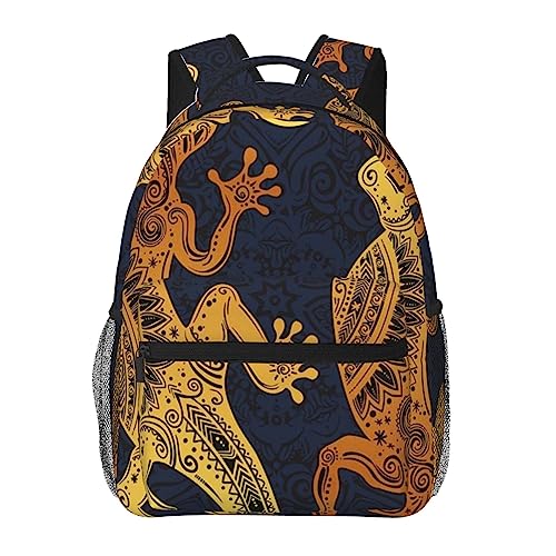 Sac à dos d'école léger pour soulager le dos des enfants motif gecko et fleurs