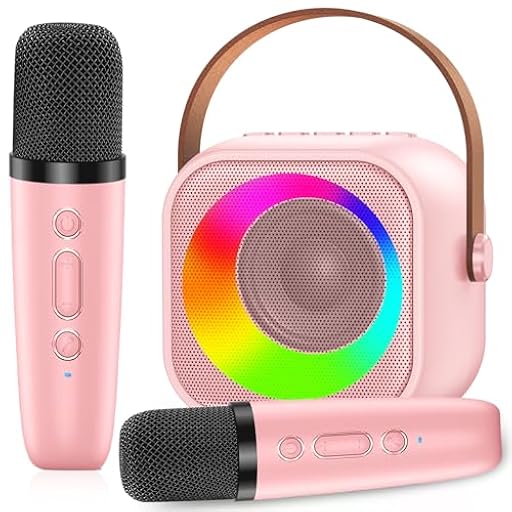 Karaoke Niños con 2 Microfono Inalambricos, Portátil Microfono Niños con Luces LED, Máquina de Karaoke Bluetooth Regalos para Niñas Juguete Fiestas de Familiares | Ya disponible en tu tienda friki favorita! En mundofriki.es!