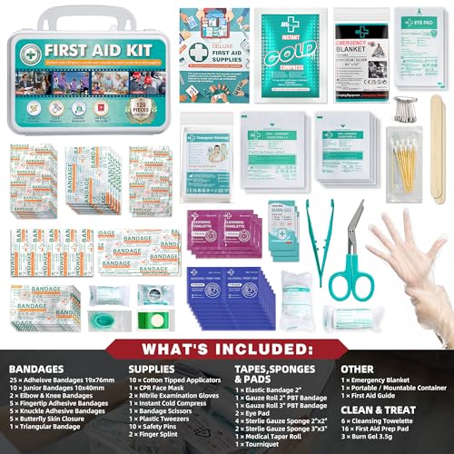 General Medi 120 Pieces Hardcase First Aid Kit - Includes Instant Cold Pack, Emergency Blanket for Travel, Home, Office, Vehicle, Camping, Workplace & Outdoor - Image 3