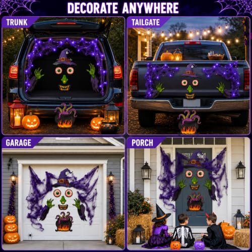 Bafeil Halloween Witch Trunk-or-Treat Car Decoration Kit w/ Purple LED Lights - image 6
