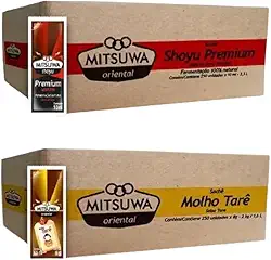 Kit Molho Shoyu Premium + Molho Tarê Mitsuwa Sachê Caixa Fechada Delivery