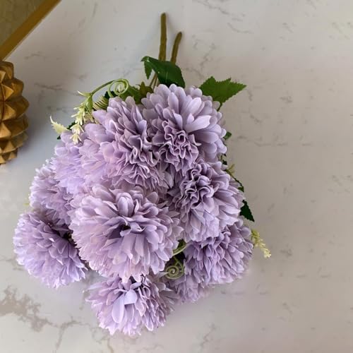 Image of Art Street Artificial Chrysanthemum Flower Bunch| Silk Purple Hydrangea Flower for Home| Bedroom, Living Room & Office Decoration |11 Inch (Without Vase)