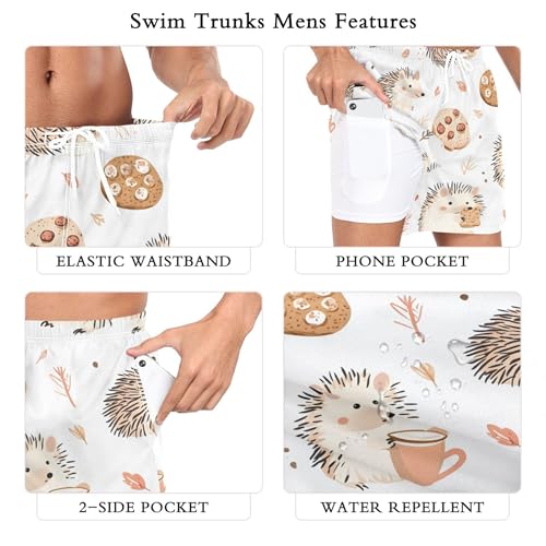 xigua Cute Hedgehog Mens Swim Trunks with Liner, 5 inch Quick Dry Mens Boardshorts for Beach3
