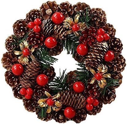人工クリスマスリース クリスマスリースクリスマスツリードアの装飾クリスマスガーランドクリスマスのドアの壁飾り燭台手作り花輪 屋外のクリスマスリース Color 27cm As Picture Cafe Du Jardin Com