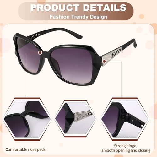 Image of Women Oversized Sunglasses UV400 Protection Lens Sun Glasses | Lightweight Shiny Frame, Classic Trendy Design, Multiple Color Options for Walking, Driving, Shopping, Taking Photos