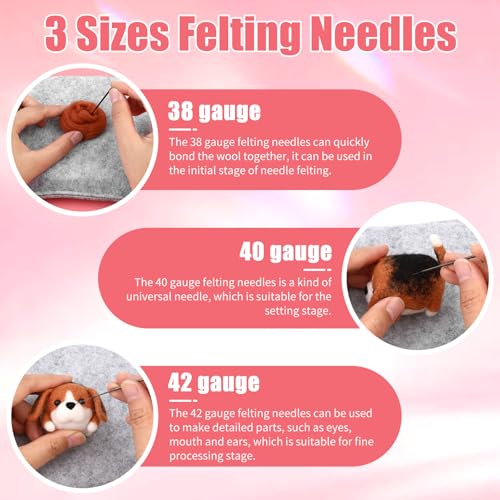 Image of UOOU Needle Felting Kit, Wool Felting Kit with Felting Needles Supplies | Felting Kits for Beginners Adult Includes Wool Roving, Felting Pad, Instruction Manual for Felted Dog Home Decoration