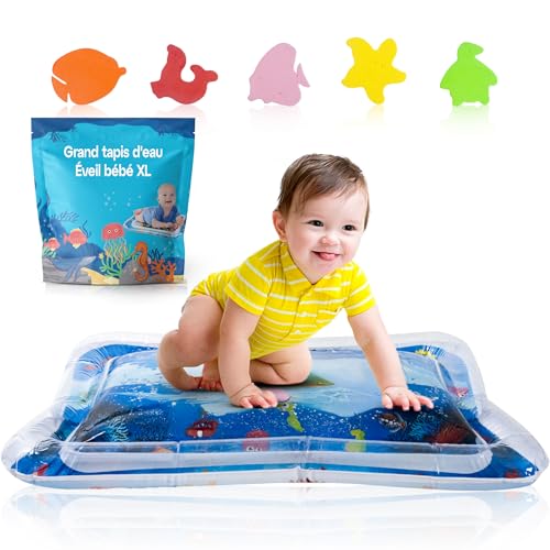 AMPEYA - Grand tapis Eau Bebe Eveil XL 95x76cm | Aquarium Bebe Gonflable Pour Les Touts Petits | Tapis Sensoriel Bébé & Tapis de Motricité Bébé Pour Éveiller Les Sens de Votre Enfant