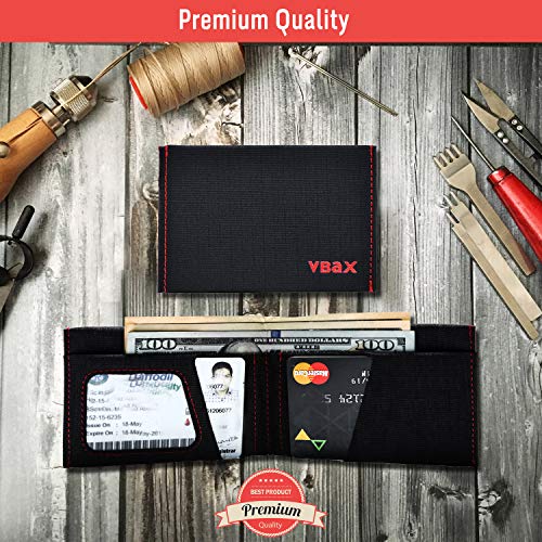VBAX Microfiber Waterproof RFID Slim Bifold Wallet for Men - Minimalist Front Pocket Card Holder Holds up to 10 Cards and Cash, Light Black - Image 3