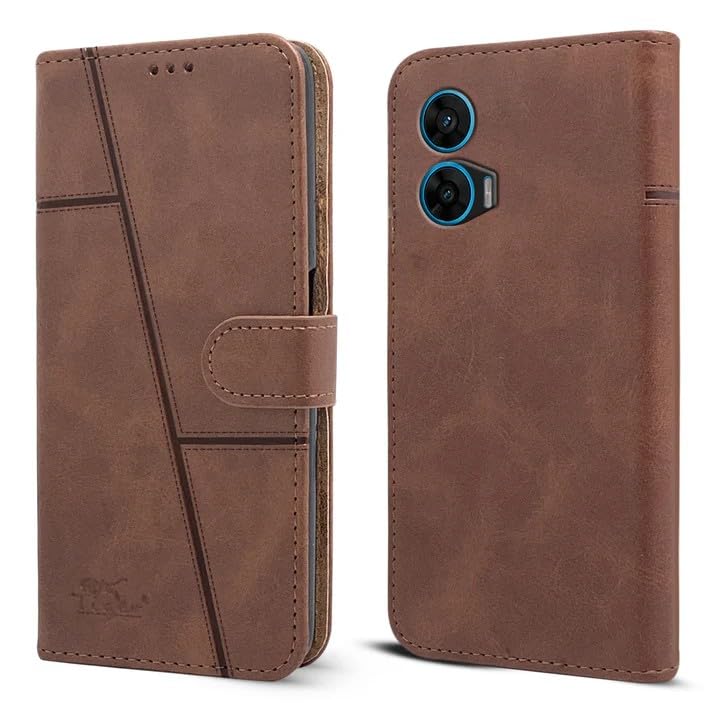 Flip Cover Case for Motorola Moto G96 5G (Brown)