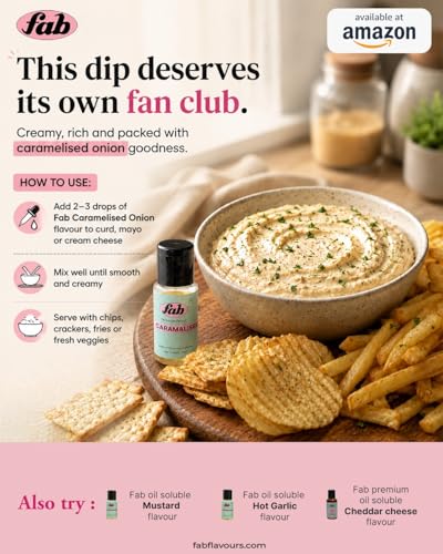Image of Fab Caramelised Onion OS Food Flavour Essence 20ml | Oil Soluble Caramelized Onion Flavor for Namkeen, Snacks, Seasoning & Savory Food Applications | Strong Concentrated Flavoring