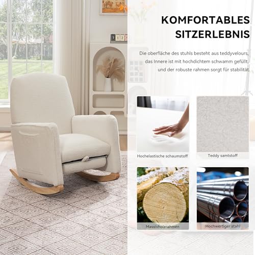 Fauteuil à bascule avec tabouret de salon au dossier haut 044 - 4