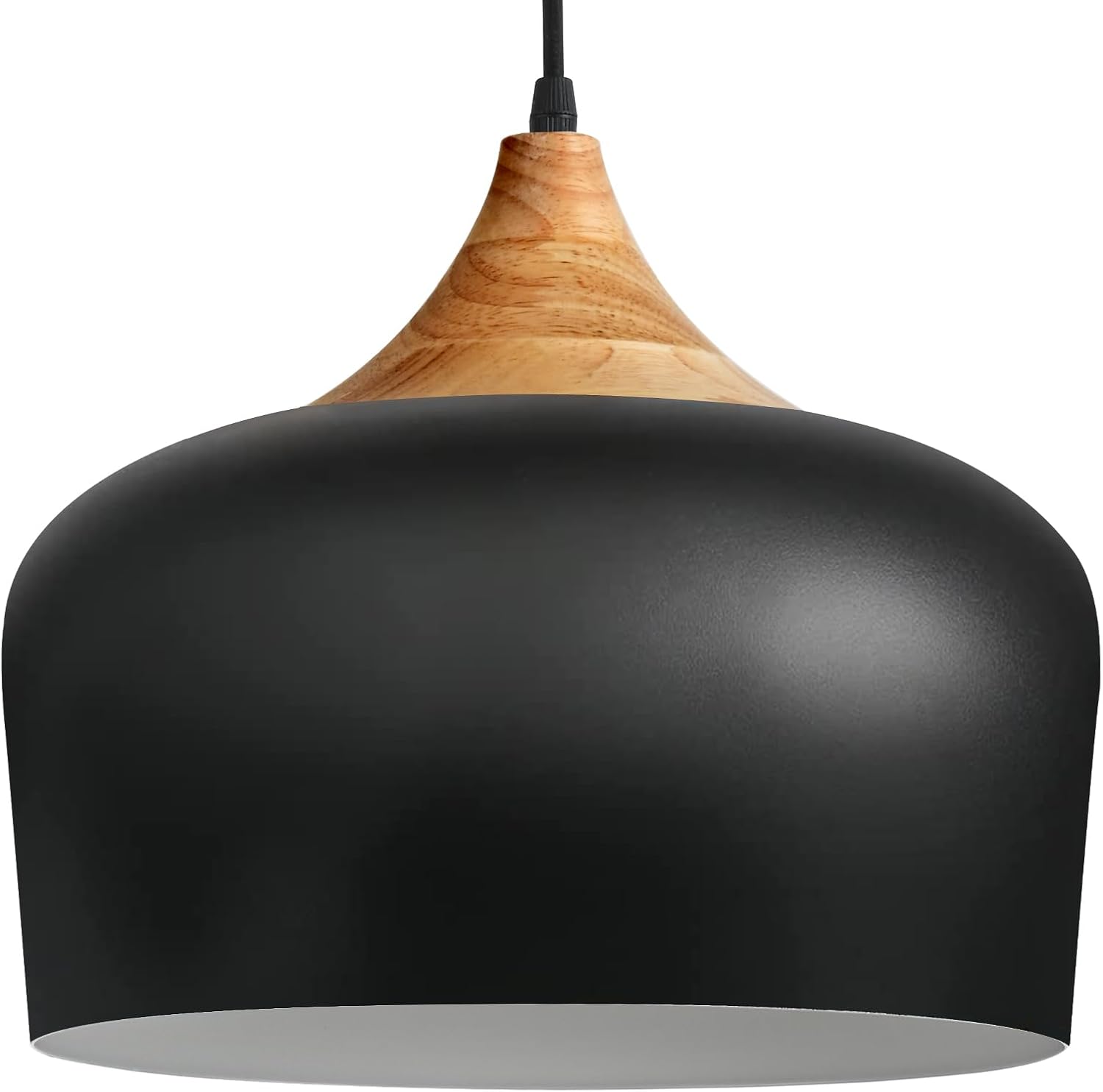 Modern Large Pendant Lights,Wooden Dome Pendant Light Fixture,Adjustable Hanging Pendant Lighting,ChandelierLamp for Kitchen Island,Dining Room,Hallway,Bedroom(White)