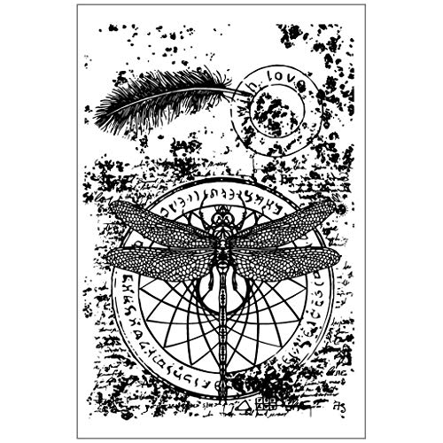 FOLODA silikonstempel, Libelle DIY Silikon Clear Stamp Cling Seal Scrapbook Prägung Album Dekor Handwerk Cover