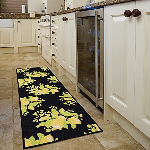 Ottomanson Black Lemons Kitchen Runner Rug #TOP4