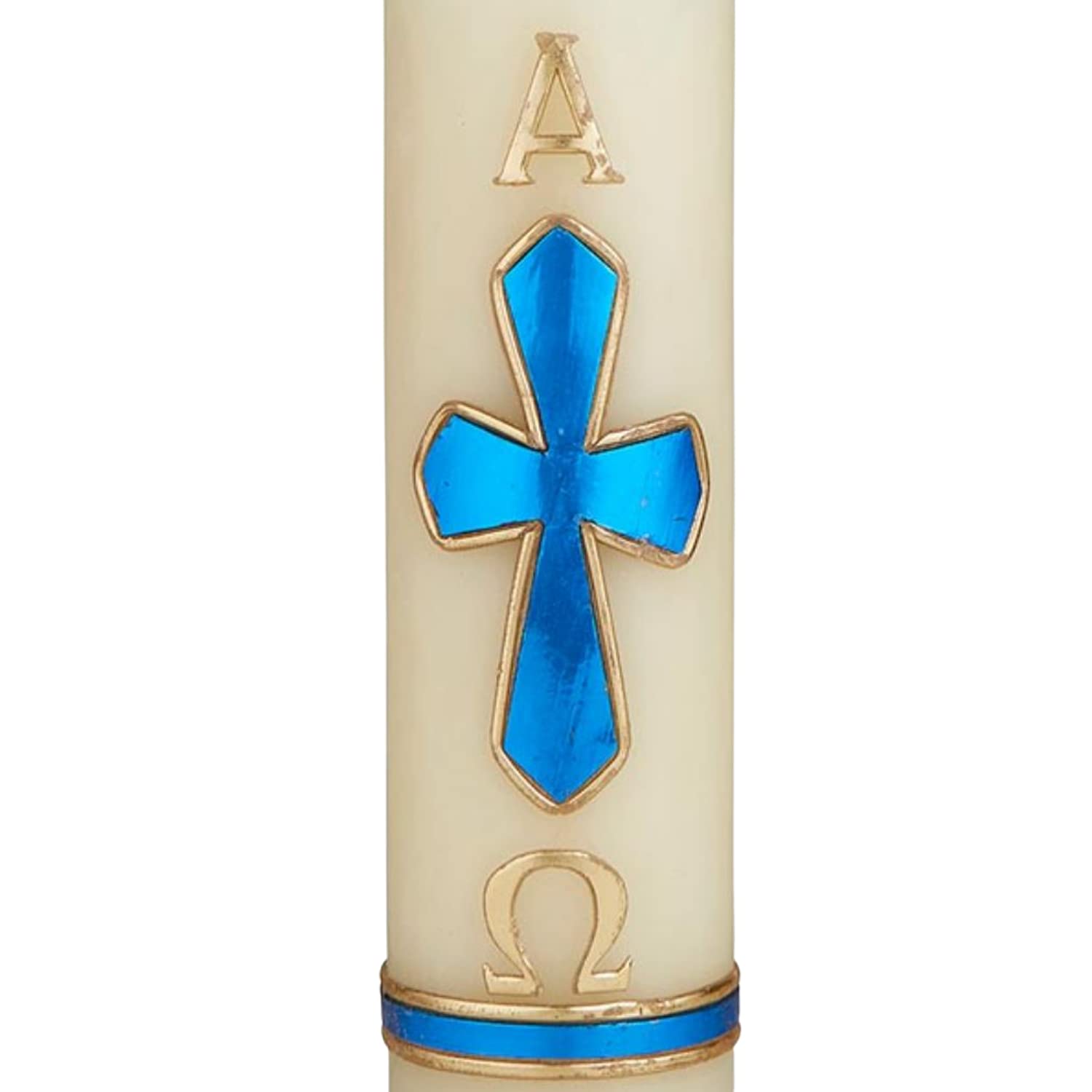 Alfa y Omega Pilar Vela para bautizos, Semana Santa y bautizos, velas católicas decoración de altar para iglesia, 8 pulgadas