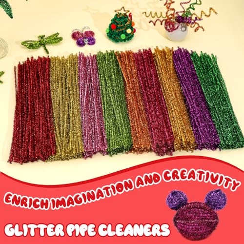 Image of Hssugi 100PCS Pipe Cleaners, Red Chenille Stems Craft Supplies | Pipe Cleaners Craft Supplies, Pipe Cleaners Bulk Fuzzy Sticks for DIY Art and Craft Projects Home Decoration