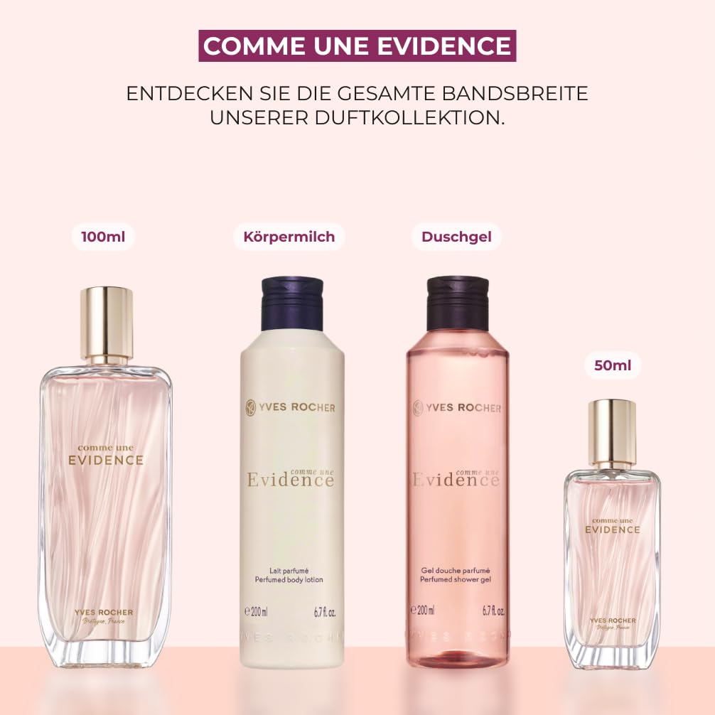 Yves Rocher Eau de Parfum Comme une Evidence Flacone 100ml | Profumi per Donna - Rosa e bergamotto - Fragranza floreale verde e note di chypre - Fabbricato in Francia - Idea regalo