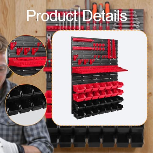Image of 49Pcs Wall Mounted Board Tool Organizer Set Garage Storage Rack for Workshop Home & Garden